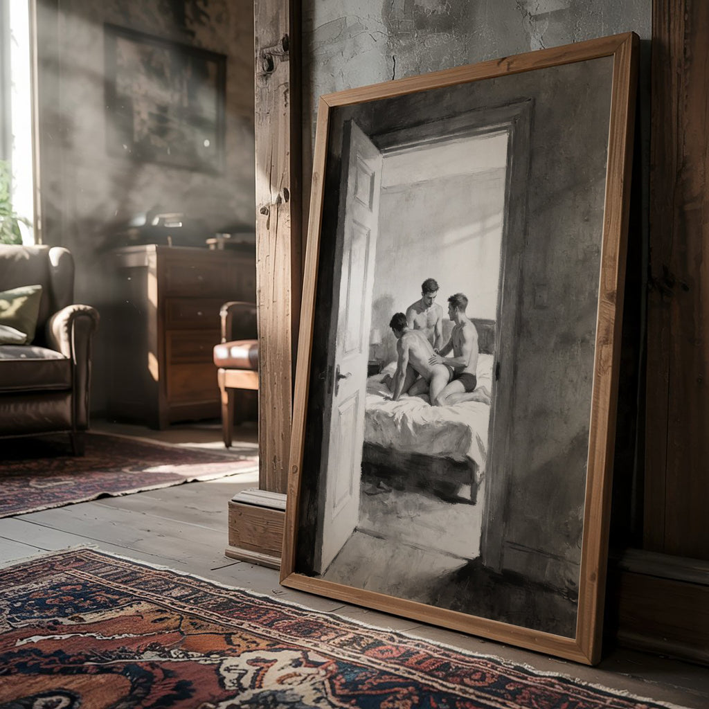 Bedroom Threesome — 18+ Art Print