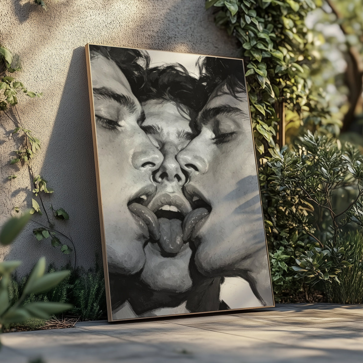 Three-Way Kiss, Queer Art Print wall art print from JMH Prints