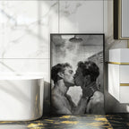 Shower Kiss, Queer Couple Art Print wall art print from JMH Prints