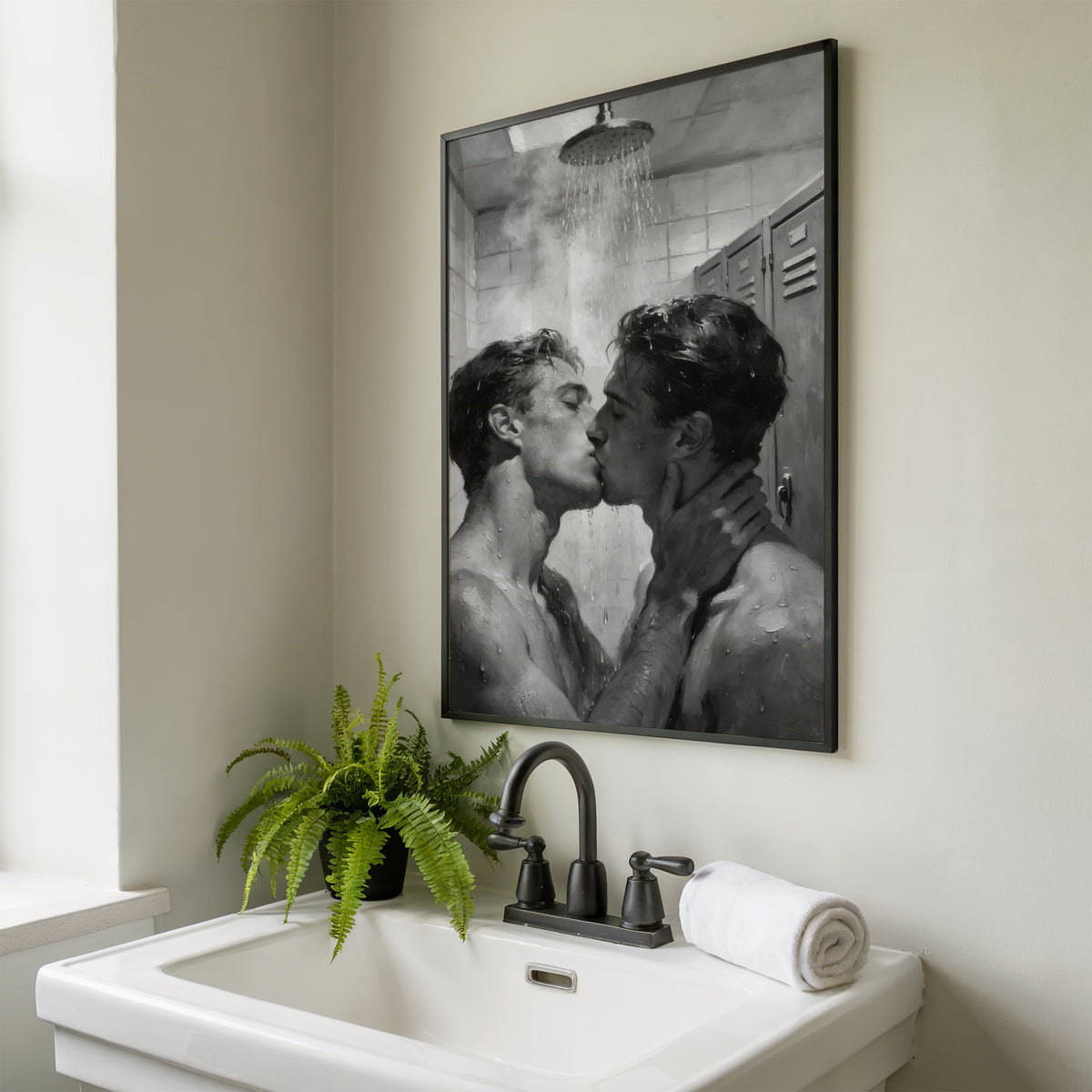 Shower Kiss — Queer Couple Art Print