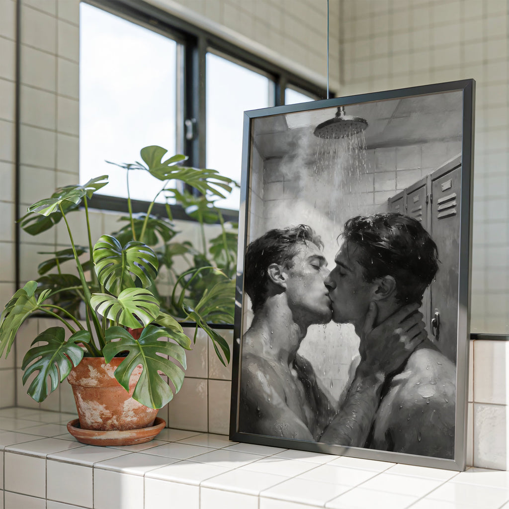 Shower Kiss — Queer Couple Art Print