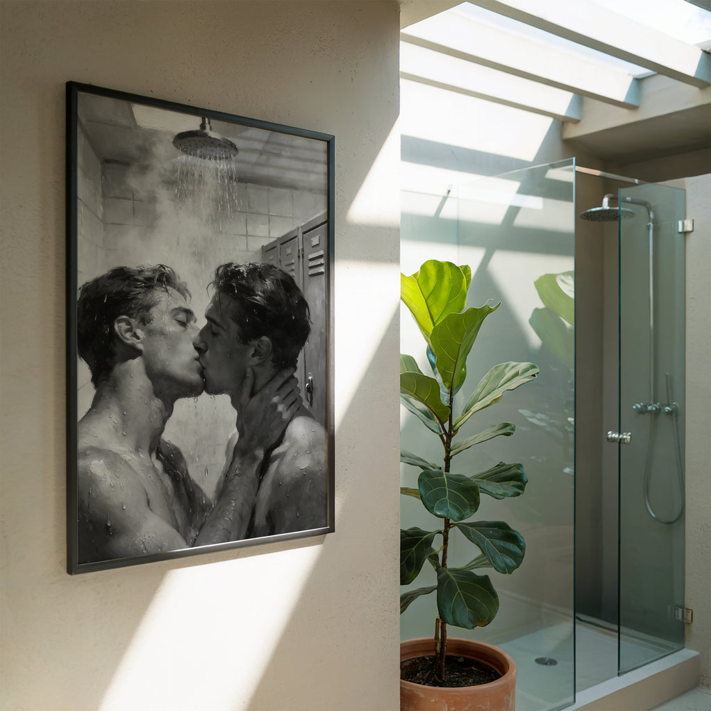 Shower Kiss — Queer Couple Art Print