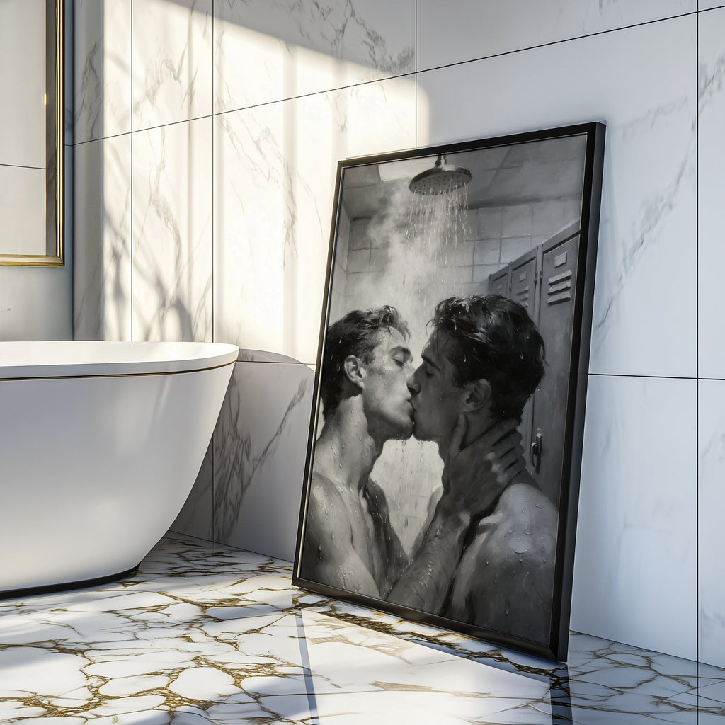 Shower Kiss — Queer Couple Art Print