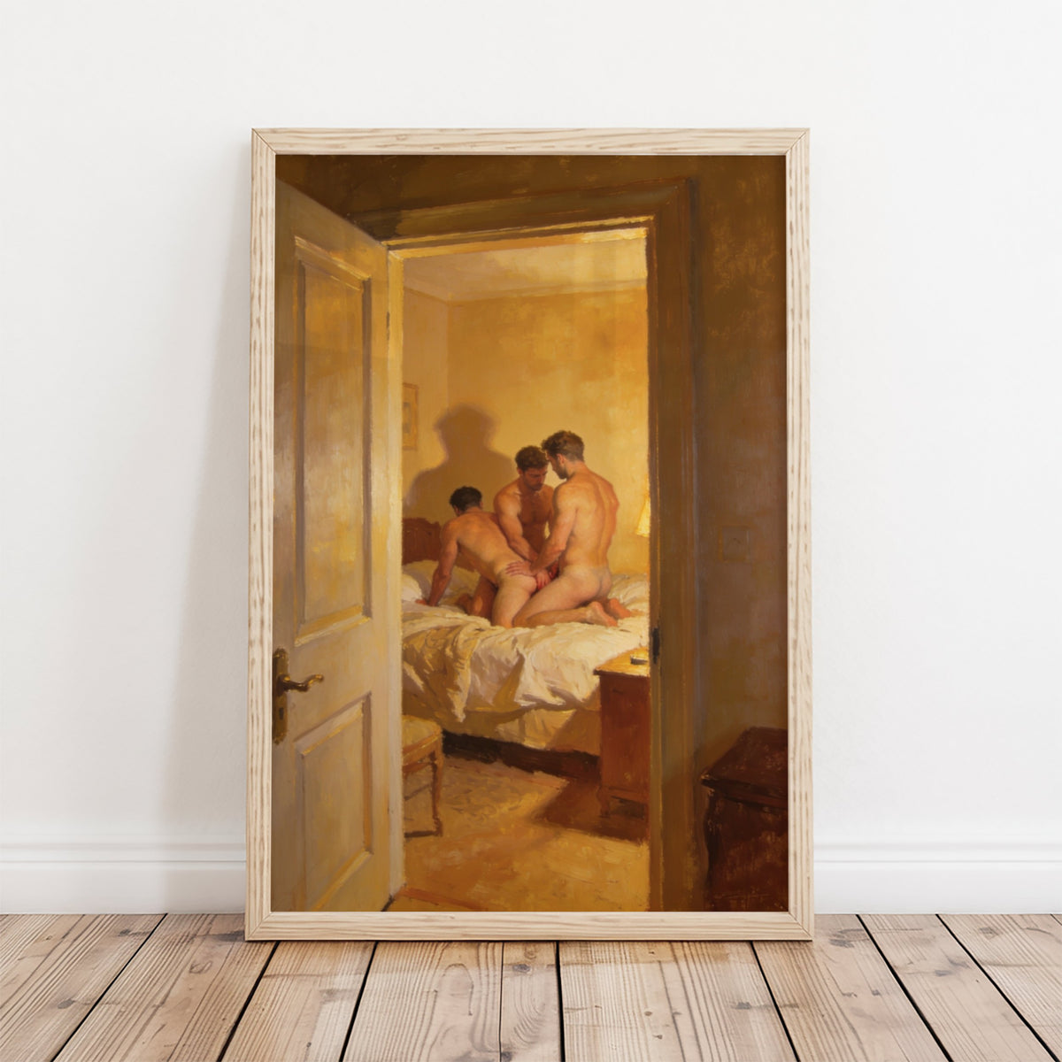 Threesome Bedroom, 18+ Gay Art Print wall art print from JMH Prints
