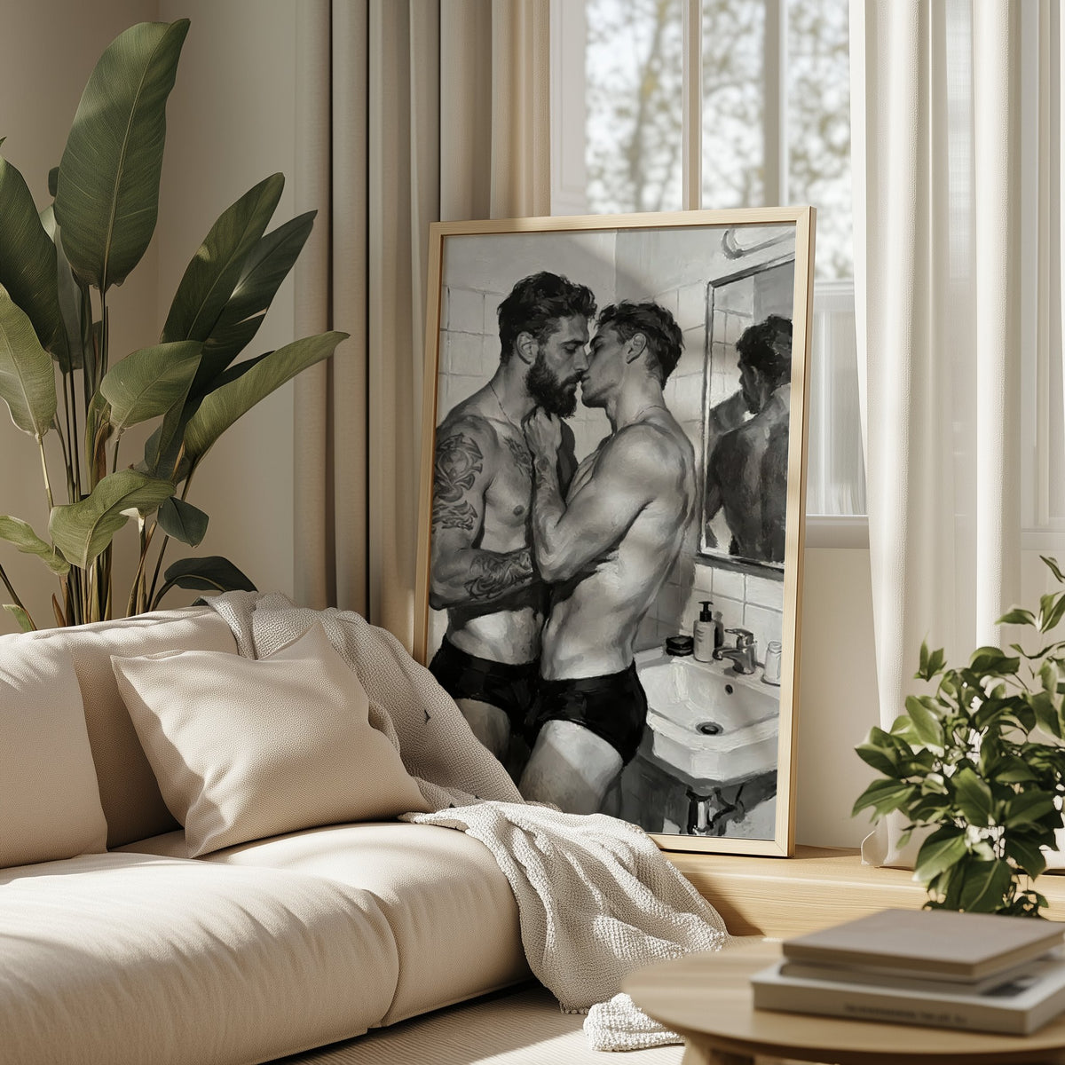 The Bathroom Kiss — Queer Couple Art Print