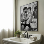 The Bathroom Kiss, Queer Couple Art Print wall art print from JMH Prints