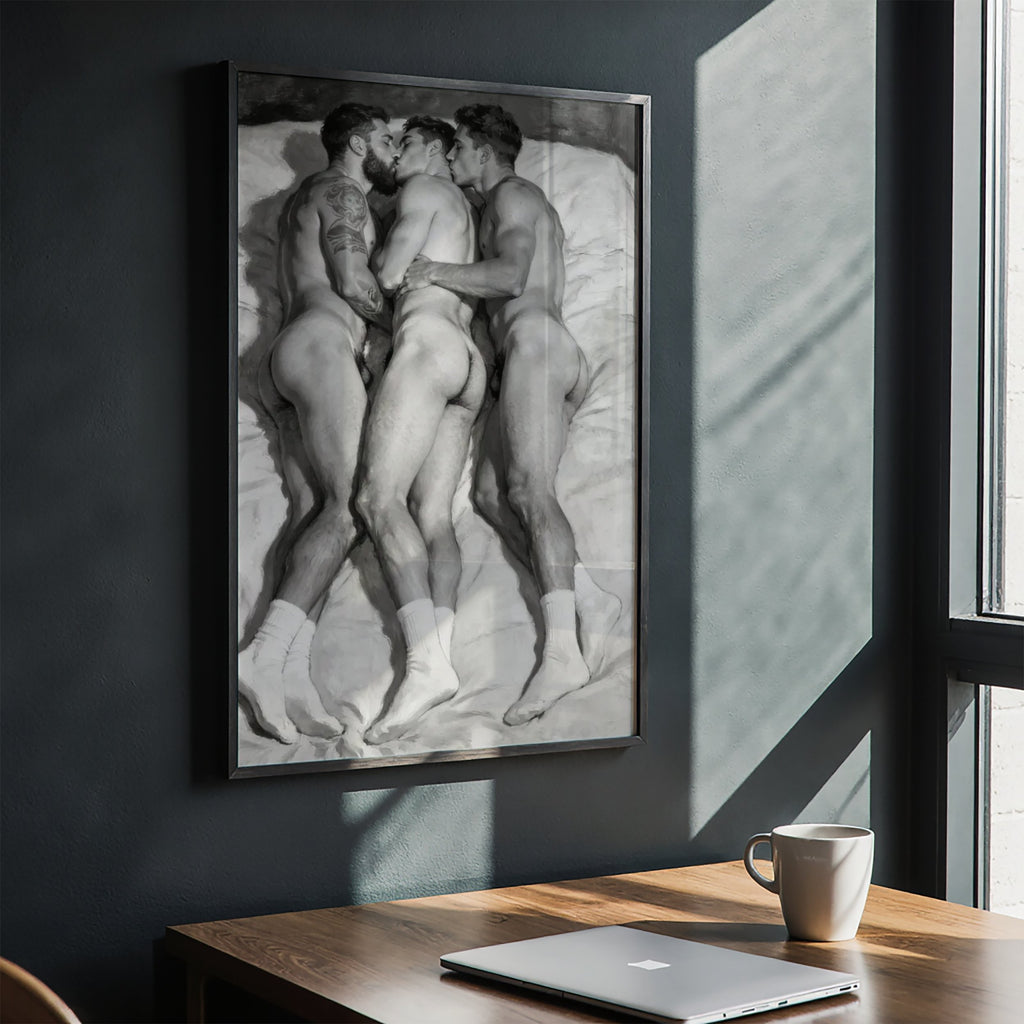 Threesome — 18+ Gay Art Print