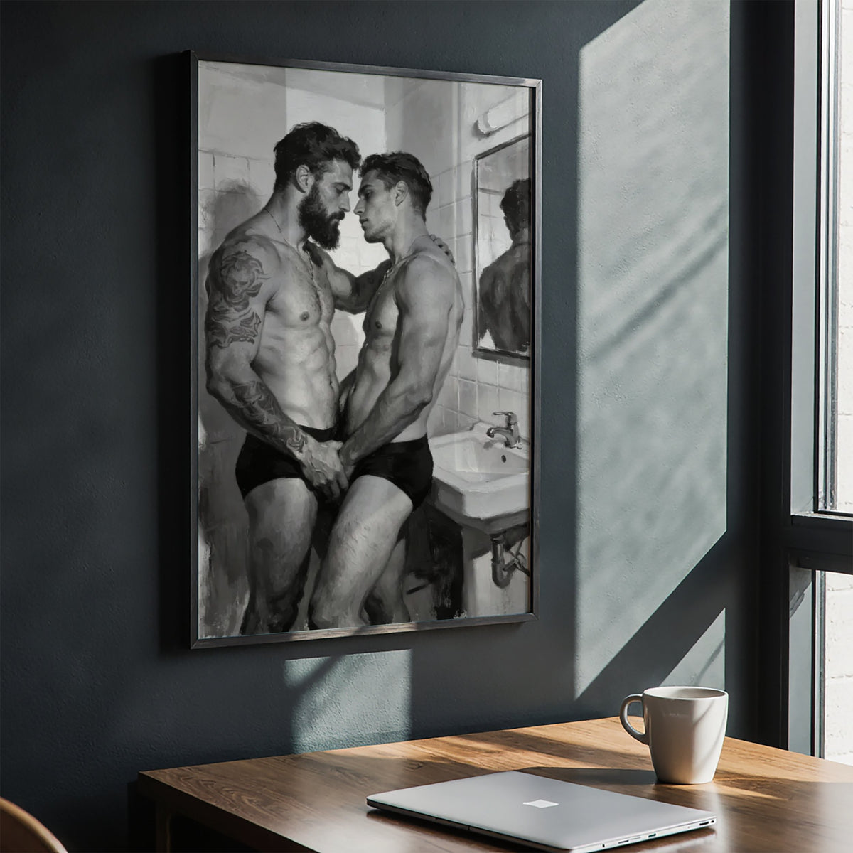 The Bathroom Kiss — Queer Couple Art Print