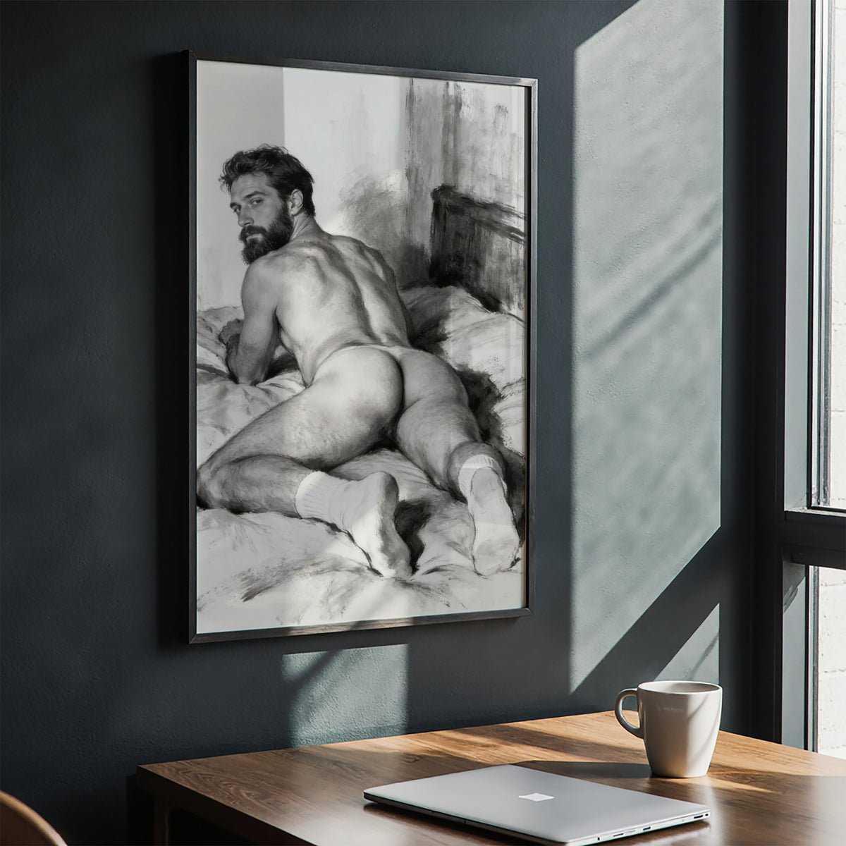 Man on the Bed, 18+ Men's Art Print wall art print from JMH Prints