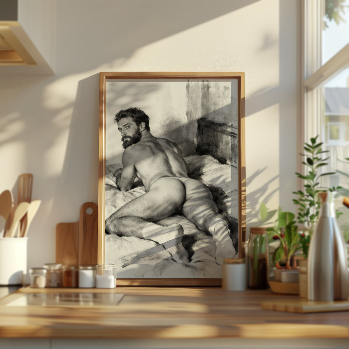 Man on the Bed — 18+ Men's Art Print