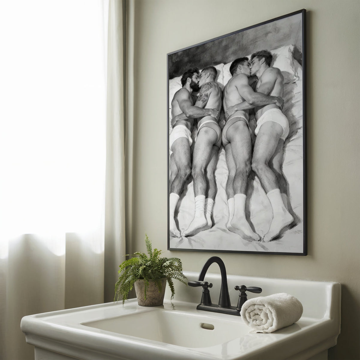 Foursome — 18+ Black & White Gay Art