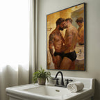 The Bathroom Kiss — Queer Couple Art Print