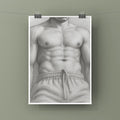 Grey Joggers, Male Figure Art Print wall art print from JMH Prints