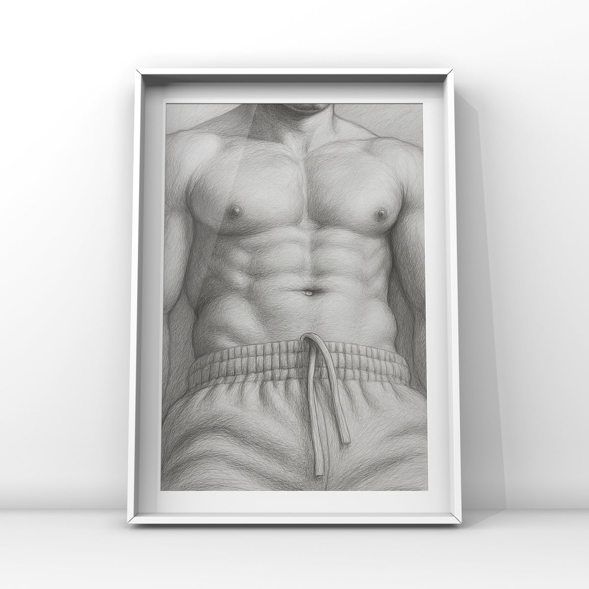 Grey Joggers — Male Figure Art Print