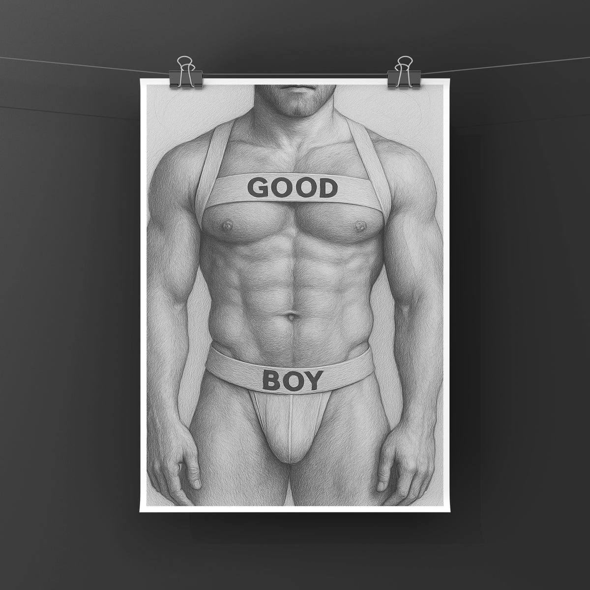 Good Boy, Jockstrap Art Print wall art print from JMH Prints
