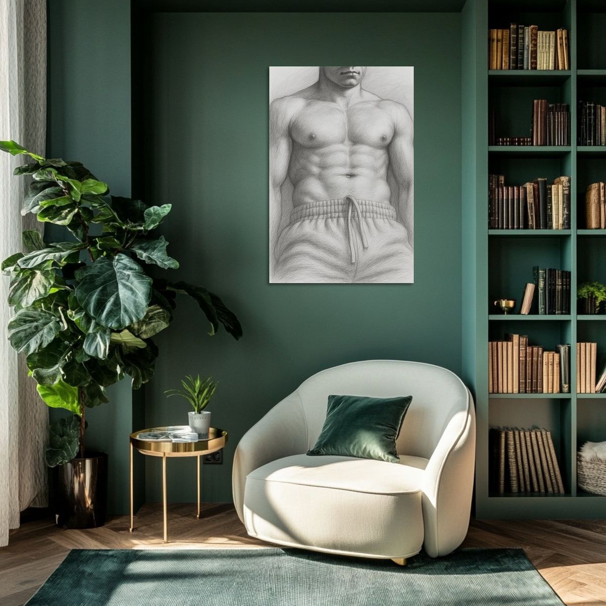 Grey Joggers — Male Figure Art Print