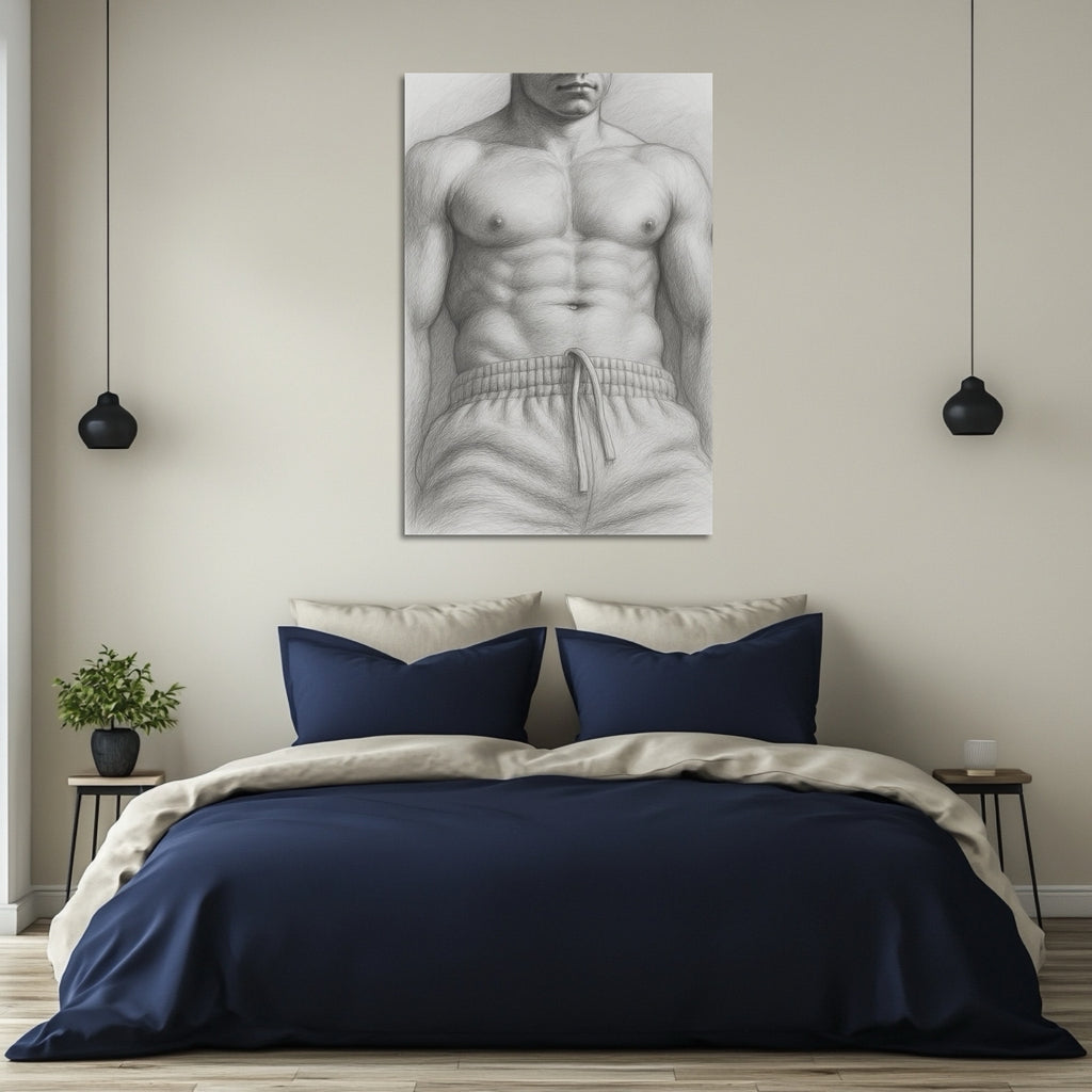 Grey Joggers — Male Figure Art Print