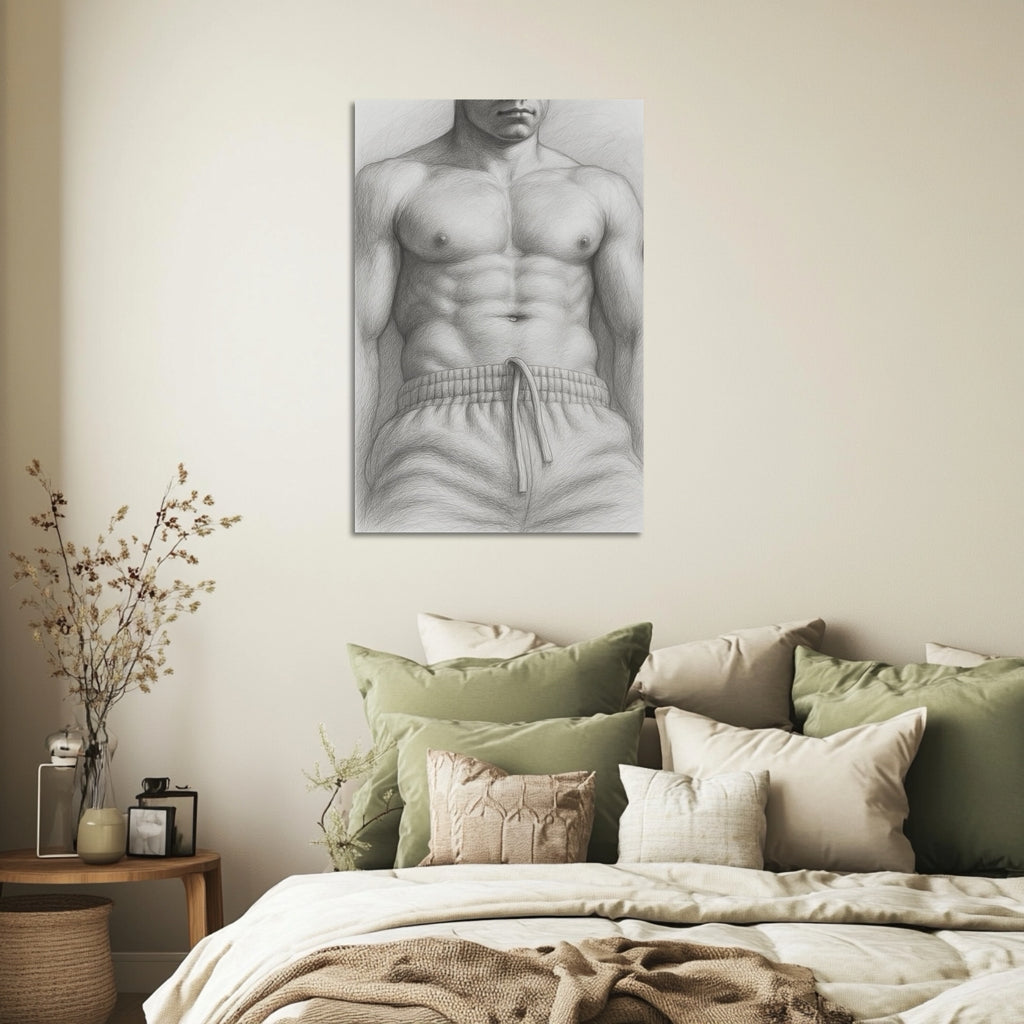 Grey Joggers — Male Figure Art Print