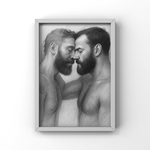 Bearded Kiss — Queer Couple Art Print