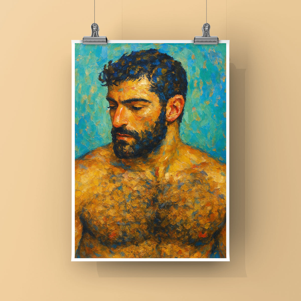 The Bearded Man, Gay Portrait Art Print wall art print from JMH Prints