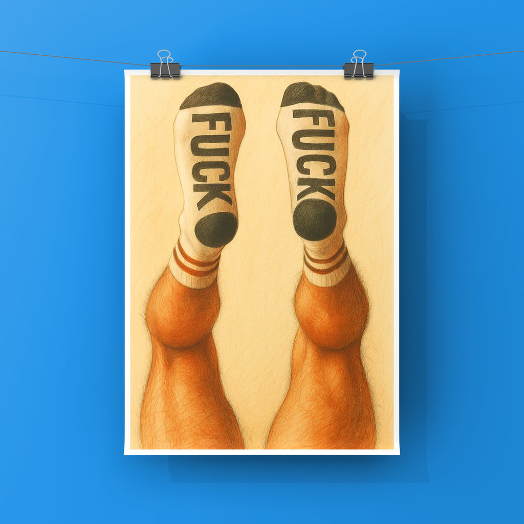 Orange F**K Socks Queer, JMH Prints wall art print from JMH Prints