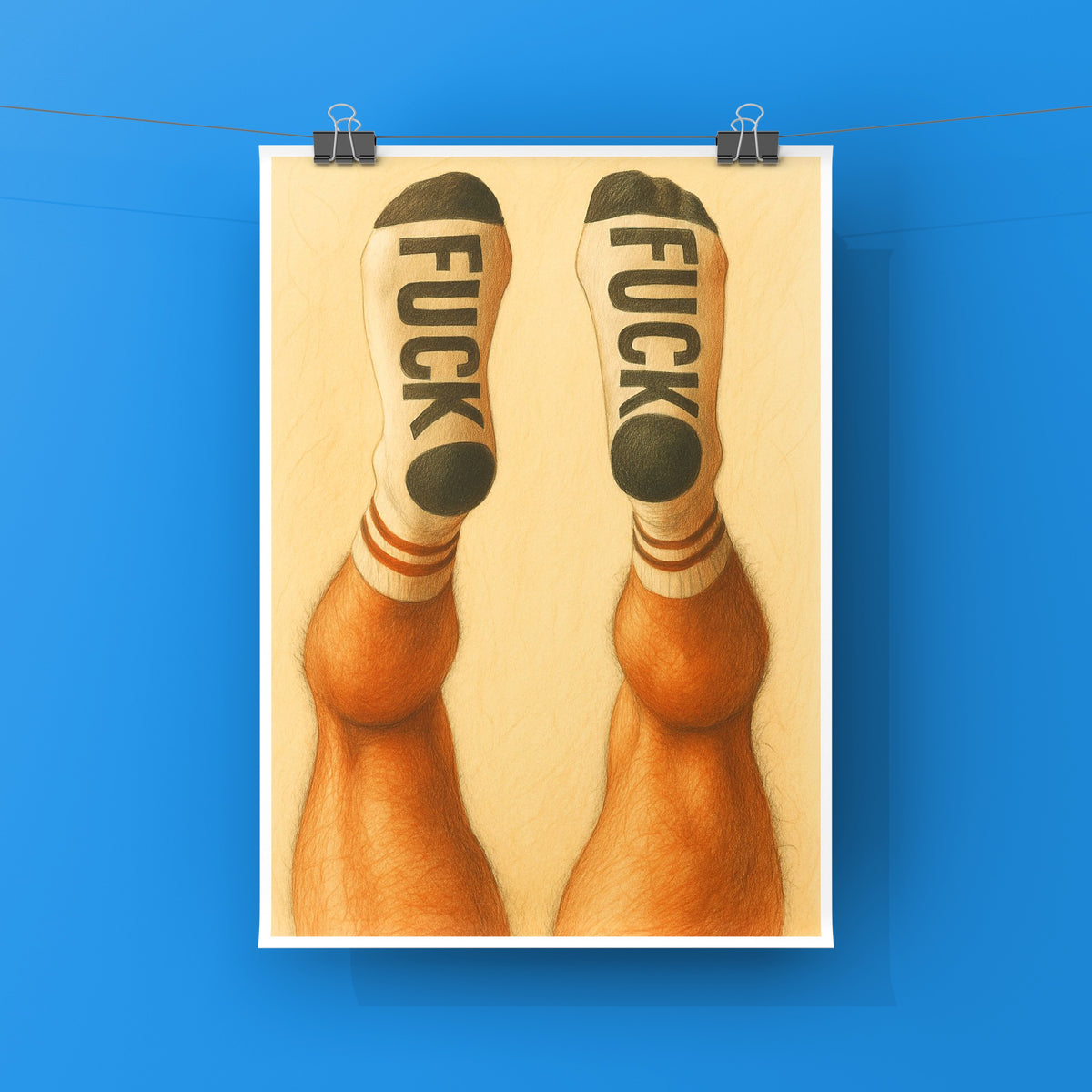 Orange F**K Socks Queer, JMH Prints wall art print from JMH Prints