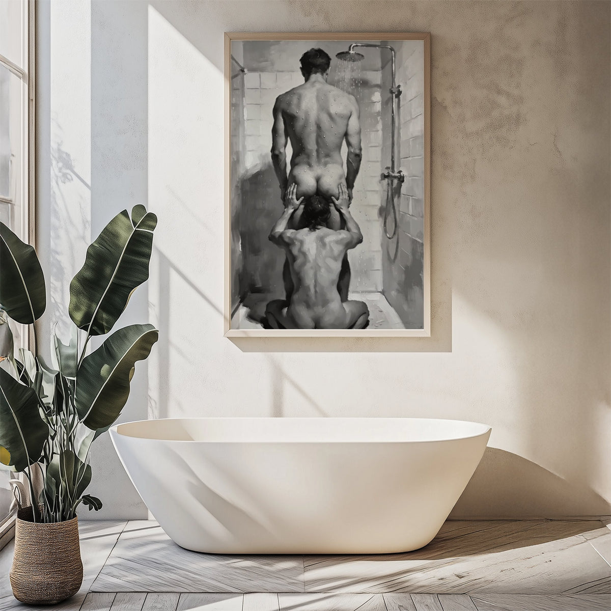 Shower Scene, Queer Men's Art Print wall art print from JMH Prints