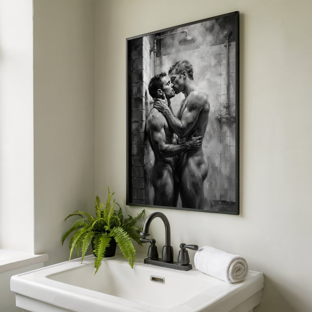 Shower Kiss — Queer Couple Art Print