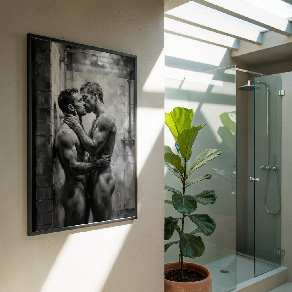 Shower Kiss — Queer Couple Art Print