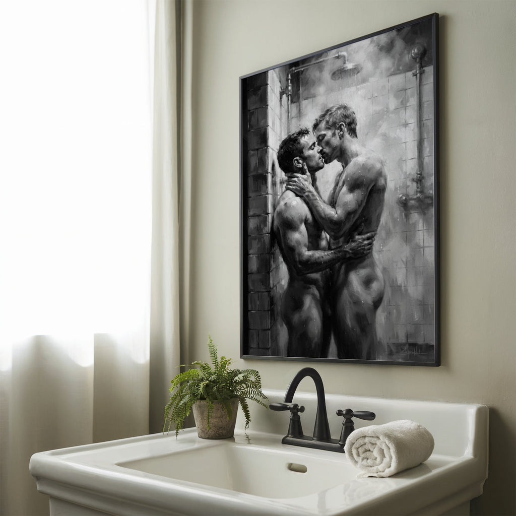 Shower Kiss — Queer Couple Art Print