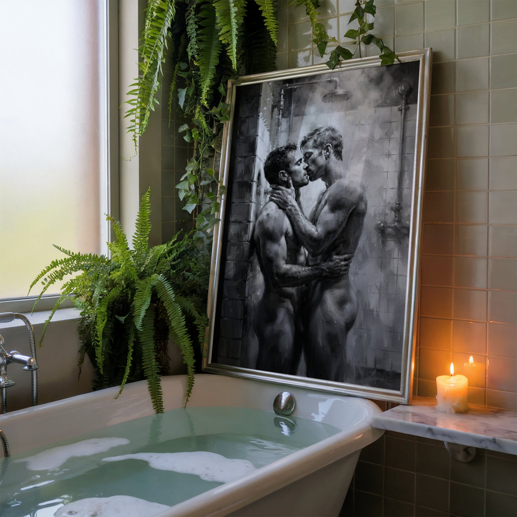 Shower Kiss — Queer Couple Art Print