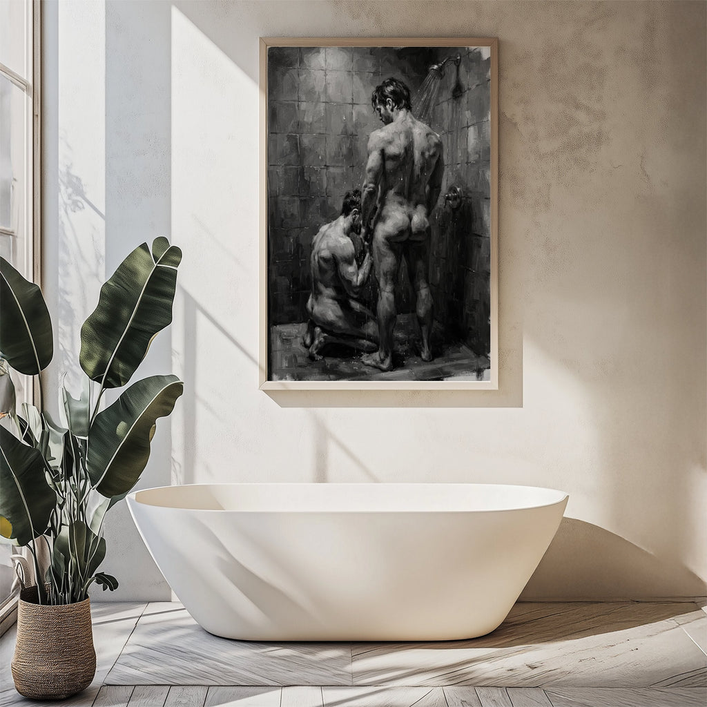 Shower Scene, Queer Men's Art Print wall art print from JMH Prints