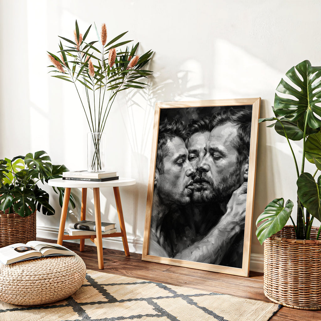 Three-Way Kiss — 18+ Queer Art Print