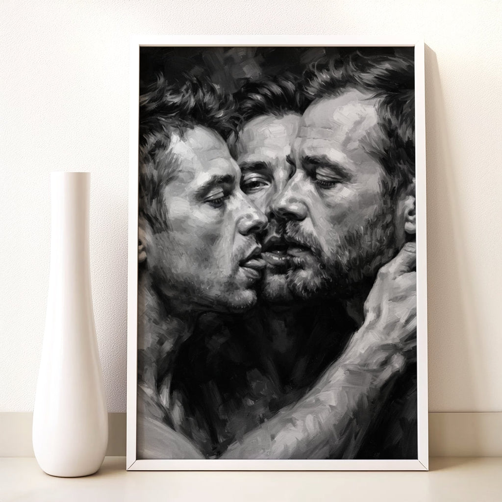 Three-Way Kiss, 18+ Queer Art Print wall art print from JMH Prints