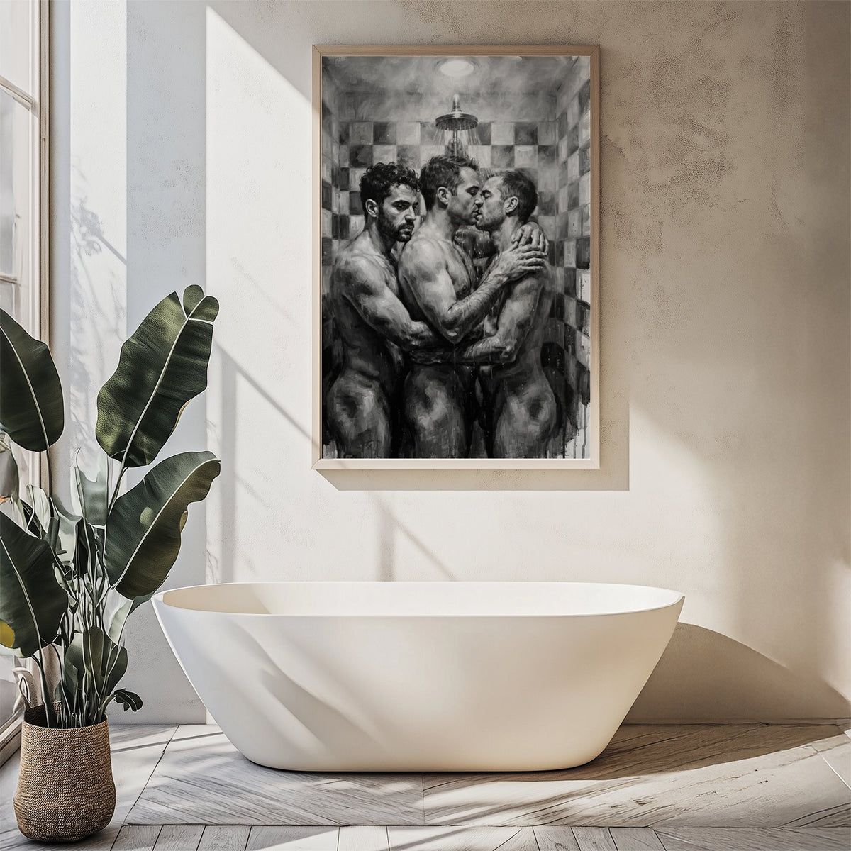Shower Scene, Queer Men's Art Print wall art print from JMH Prints