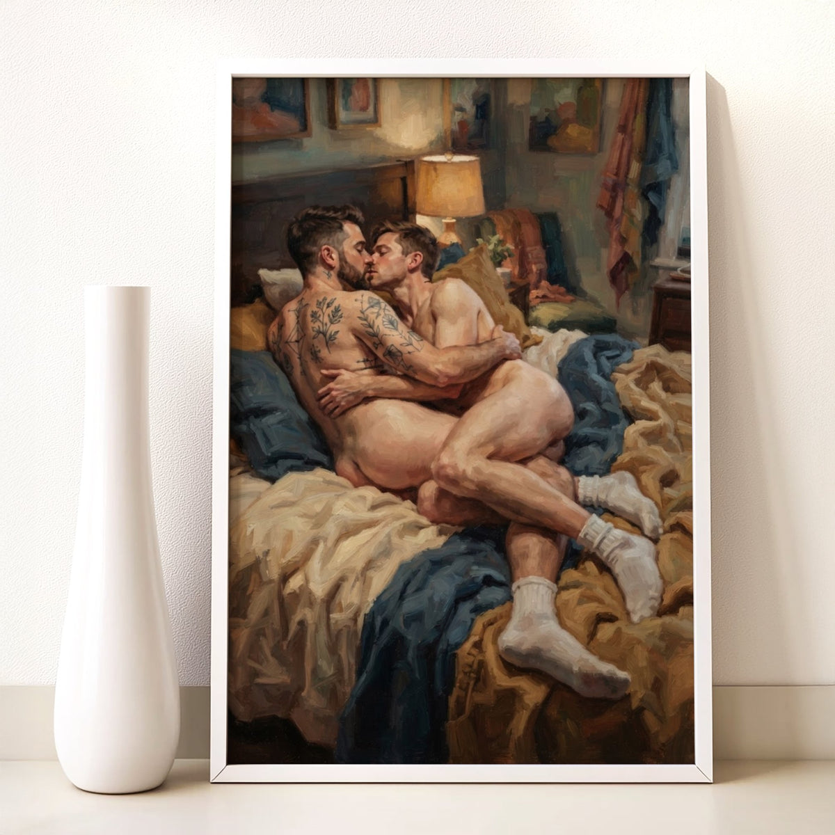 Bedroom Scene, Queer Men's Art Print wall art print from JMH Prints