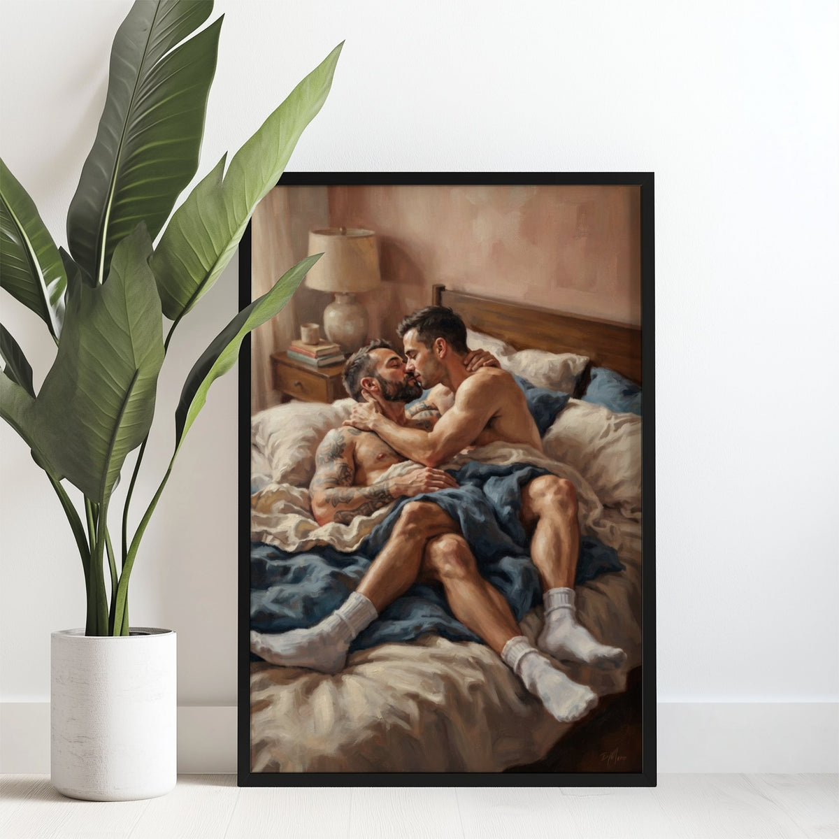 Bedroom Scene, Queer Men's Art Print wall art print from JMH Prints