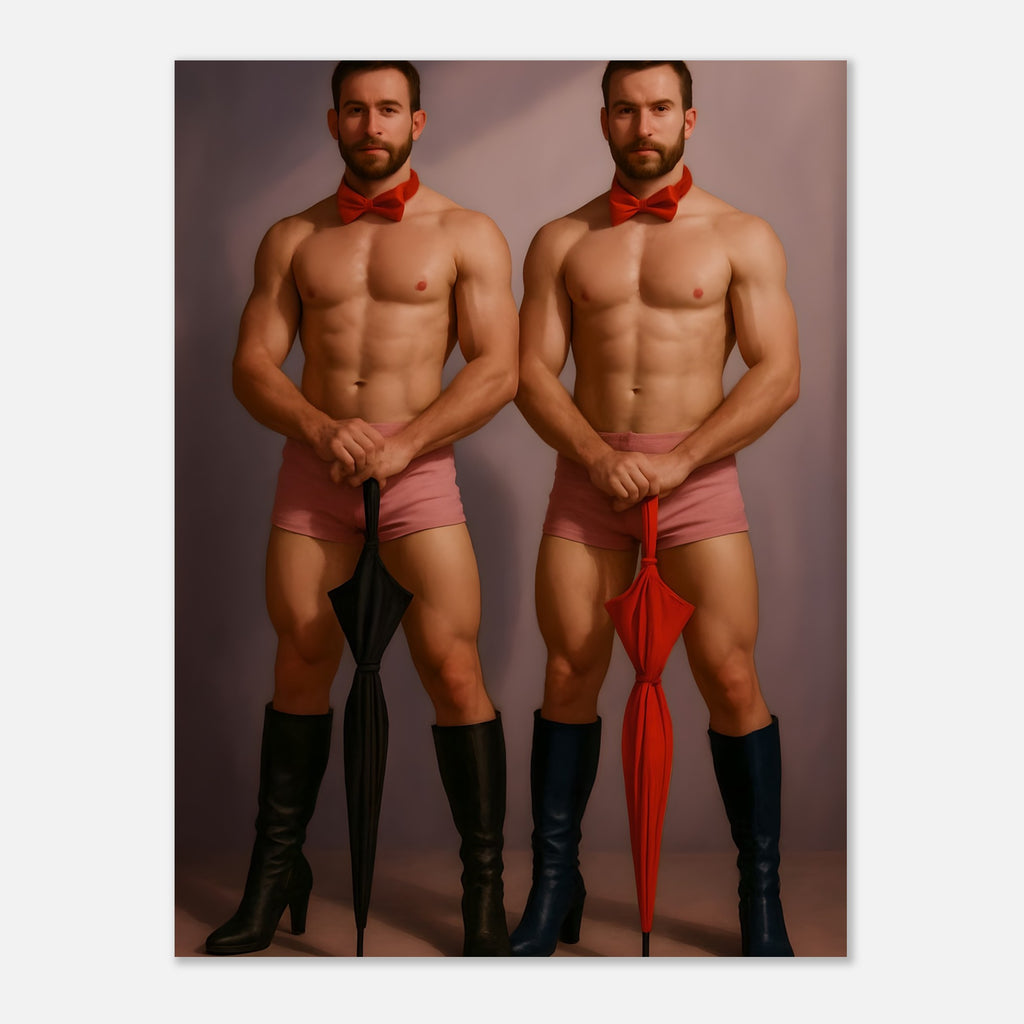 Men with Umbrellas, Queer Art Print wall art print from JMH Prints