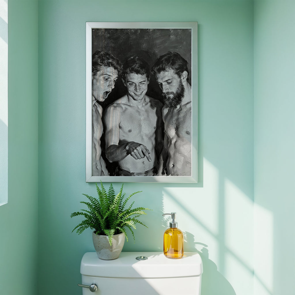 Male Figure — Black & White Bathroom Art