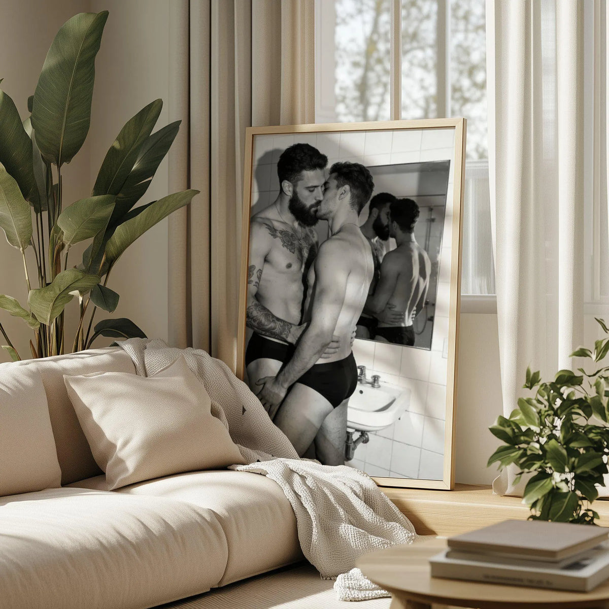 The Bathroom Kiss — Queer Couple Art Print