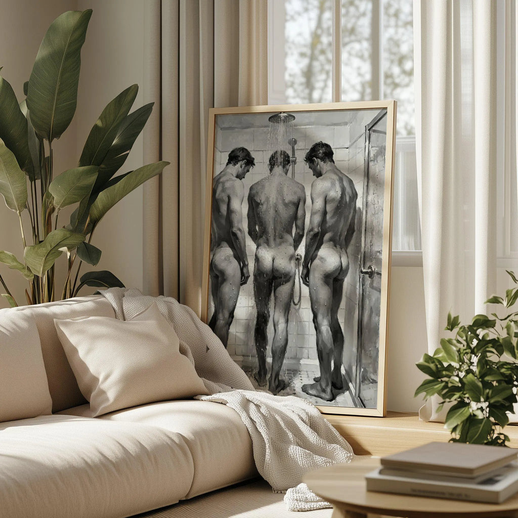Three Men in the Shower — 18+ Art Print