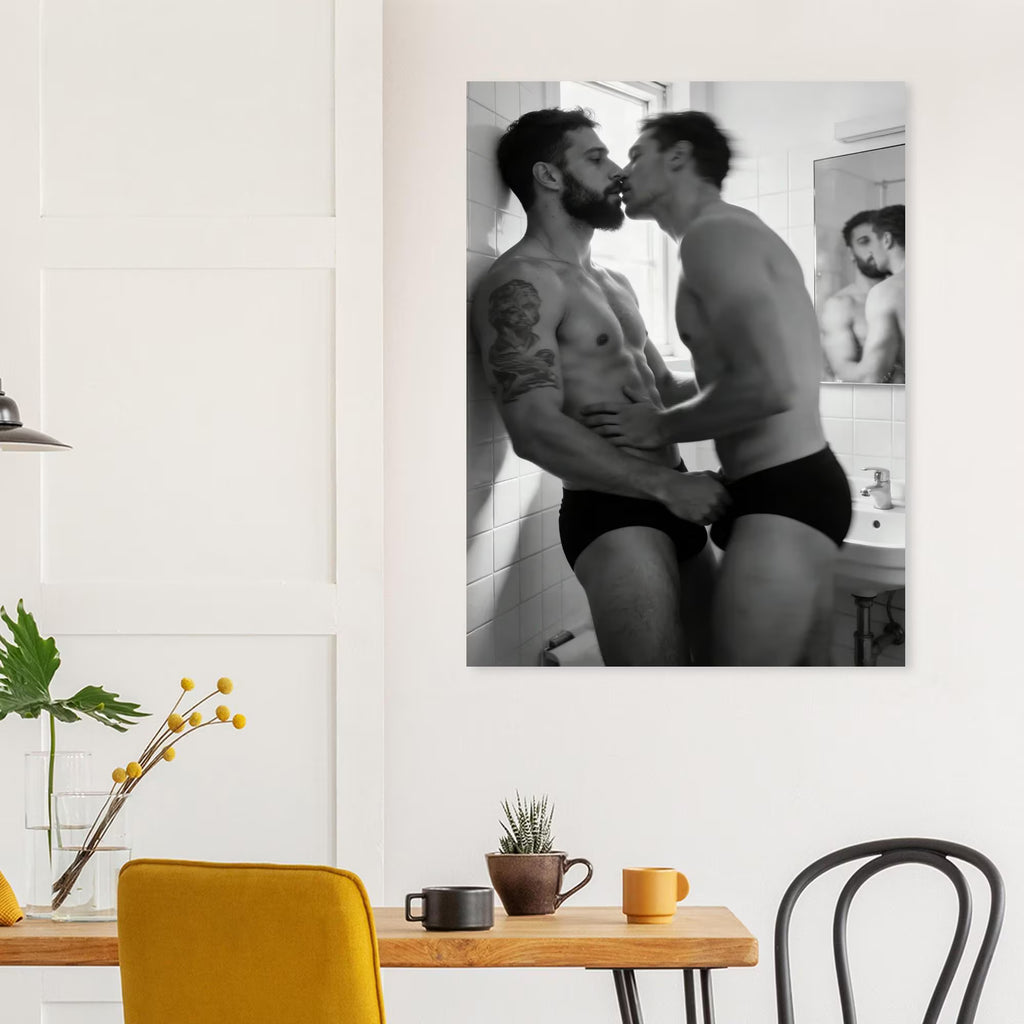 The Bathroom Kiss — Queer Couple Art Print