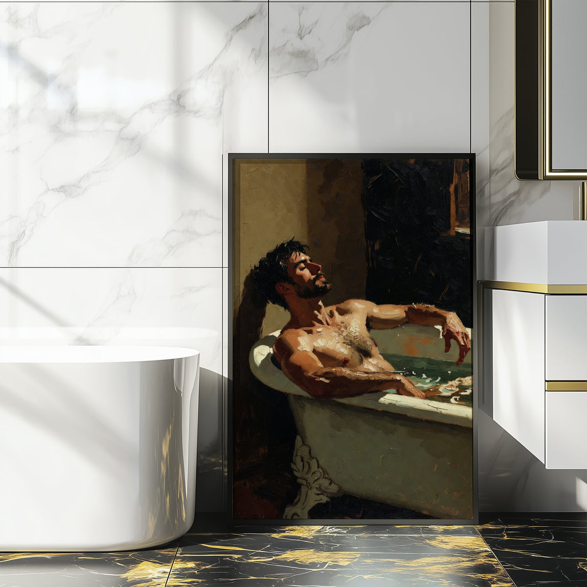 Man in the Bath — 18+ Men's Art Print