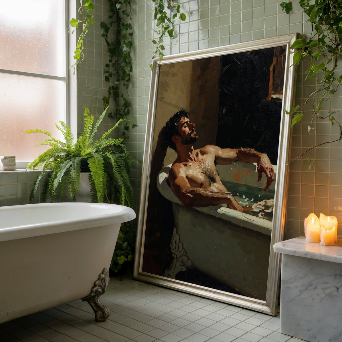 Man in the Bath — 18+ Men's Art Print