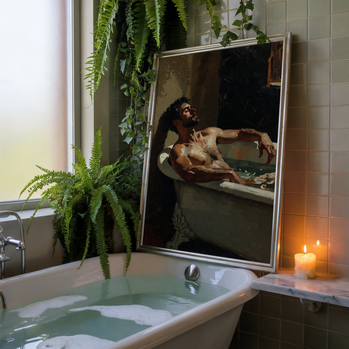 Man in the Bath — 18+ Men's Art Print